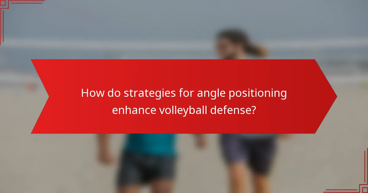 How do strategies for angle positioning enhance volleyball defense?