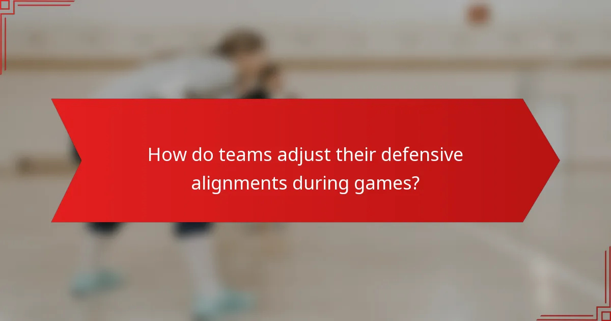 How do teams adjust their defensive alignments during games?