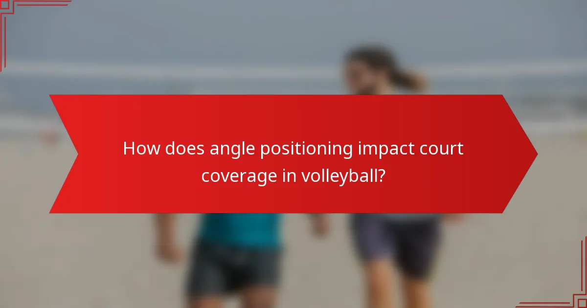 How does angle positioning impact court coverage in volleyball?