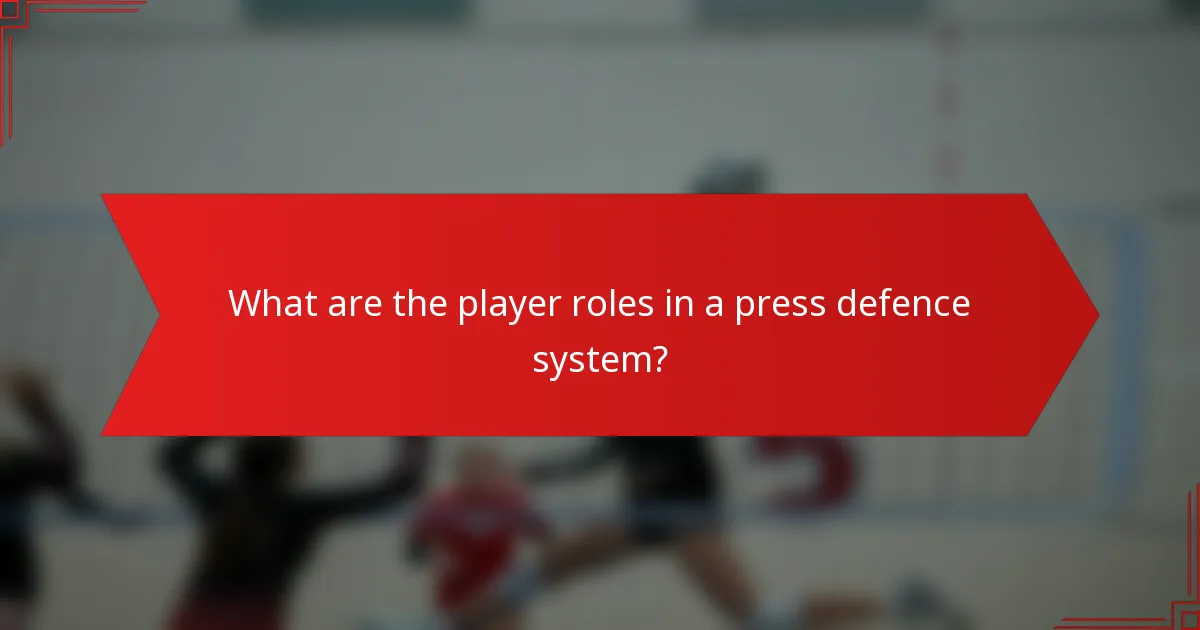 What are the player roles in a press defence system?